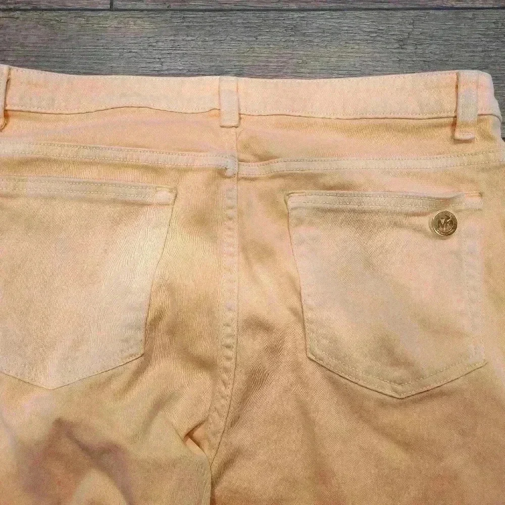 Michael Kors Izzy Cropped Skinny Womens Denim Jeans 14 Mid Rise Peach Orange